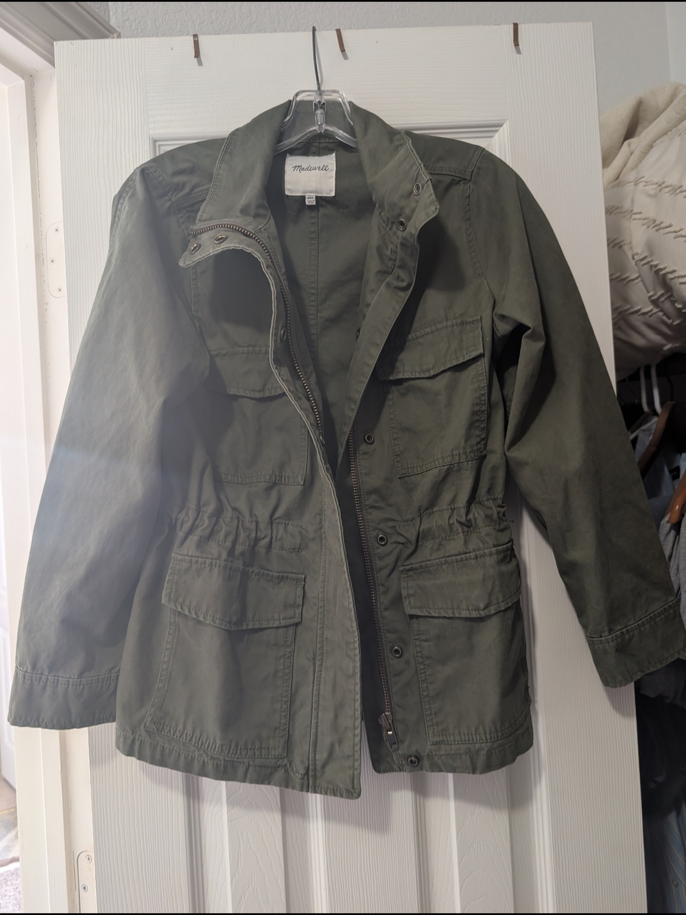 Madewell Olive Green Utility Jacket with Drawstring Waist
